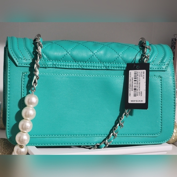 Badgley Mischka Turquoise Quilted Women's Bag - Picture 3 of 6
